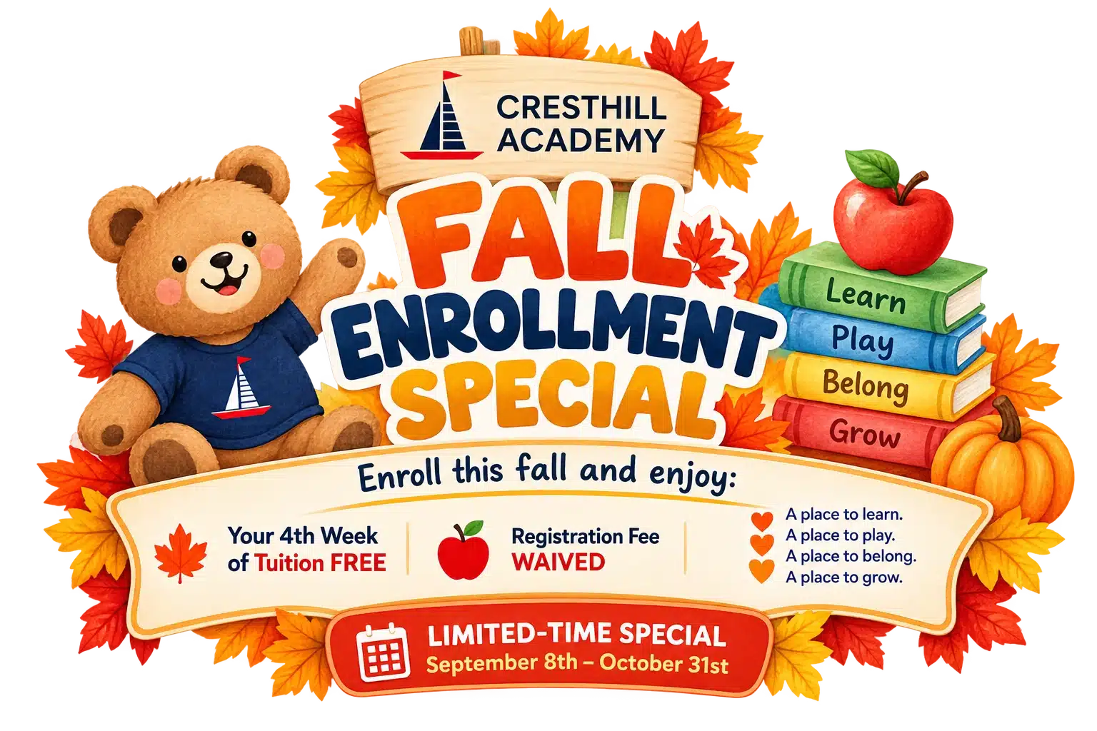 Cresthill Academy limited-time  enrollment incentive.